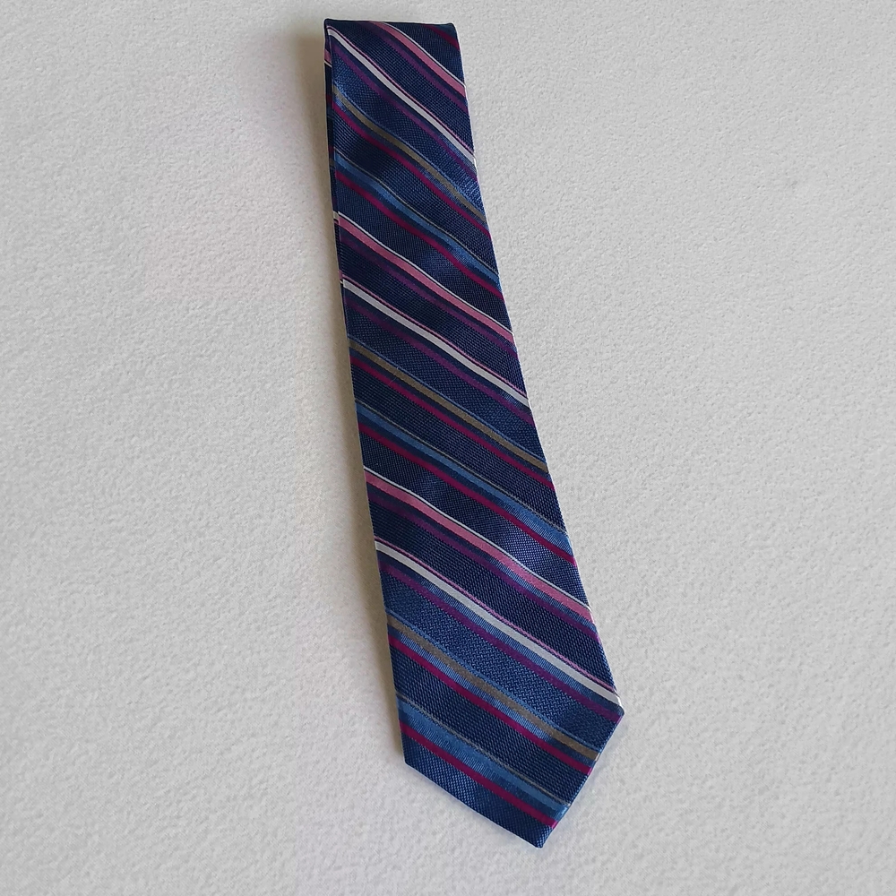 XMI Platinum Elegant Striped Blue and Pink Men's Tie
